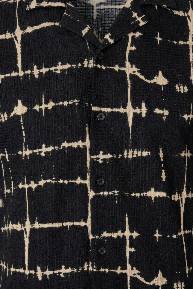 Geometric Camp Collar Shirt - Black - Detail
