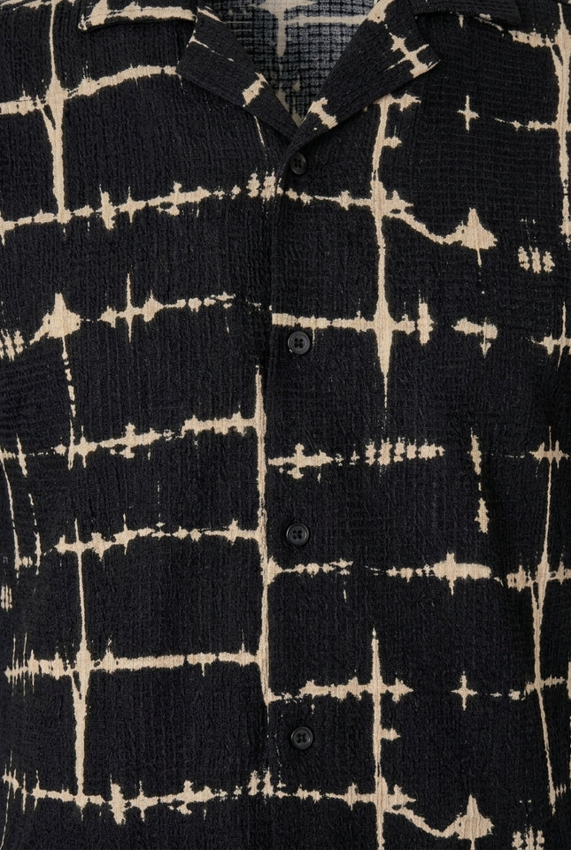 Geometric Camp Collar Shirt - Black - Detail