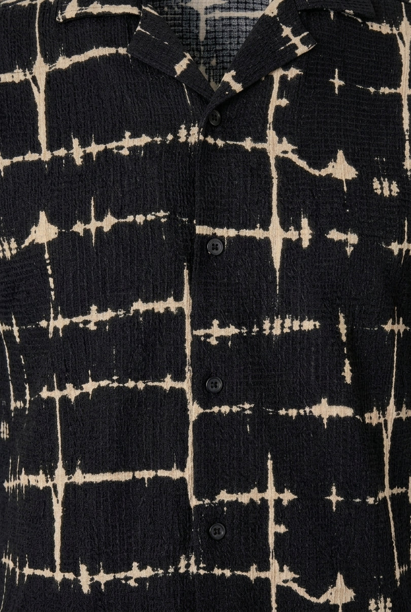 Geometric Camp Collar Shirt - Black - Detail