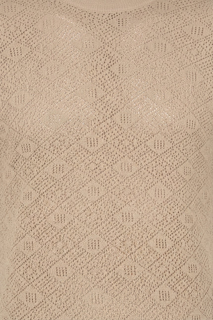 Geometric Crochet Knit Top - Stone - Detail
