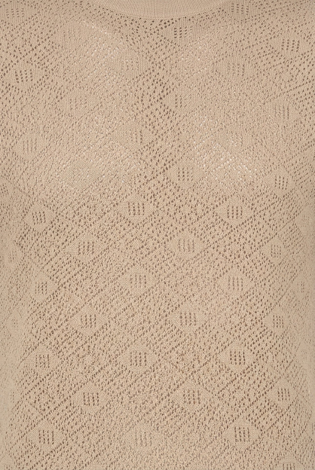 Geometric Crochet Knit Top - Stone - Detail