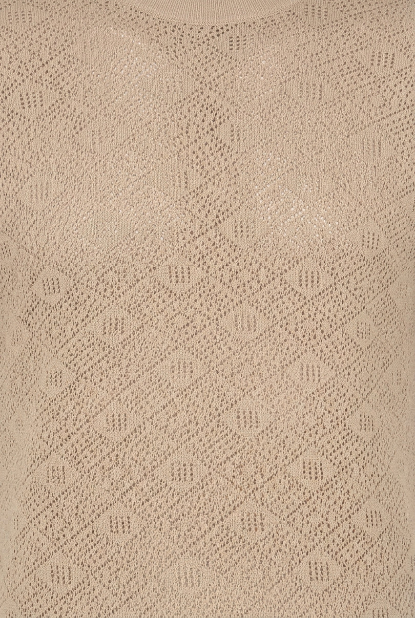 Geometric Crochet Knit Top - Stone - Detail
