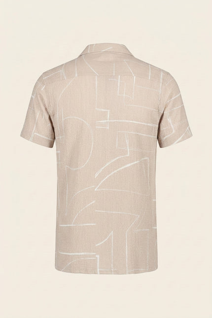 Geometric Short-Sleeve Shirt - Beige - Back