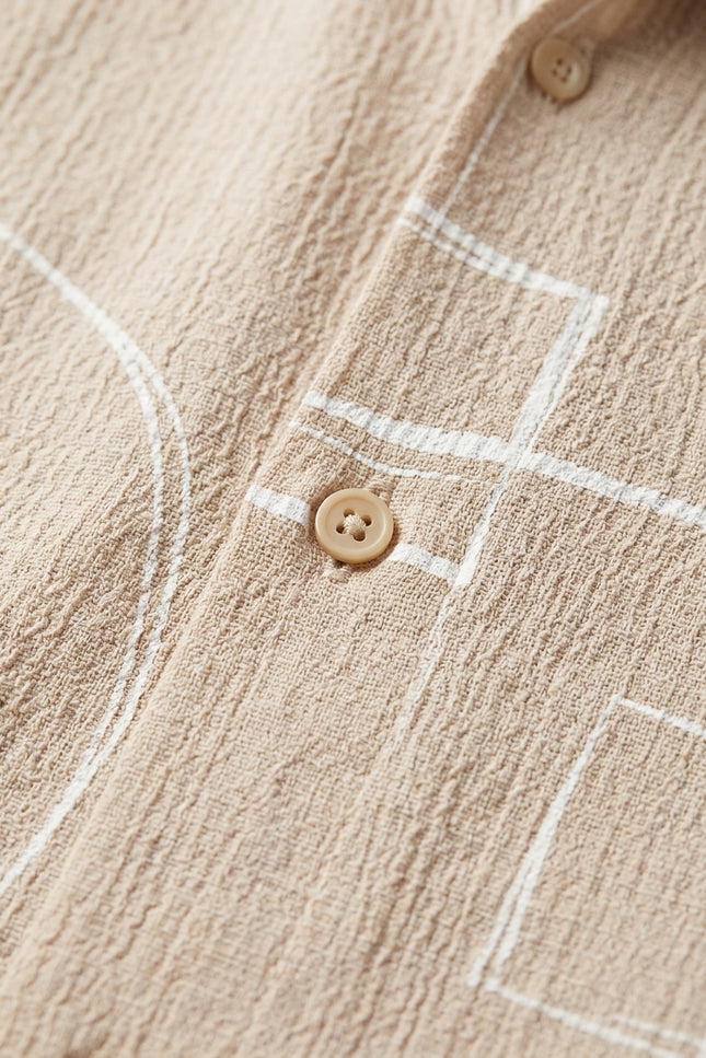 Geometric Short-Sleeve Shirt - Beige - Detail