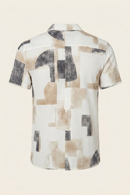 Geometric Short-Sleeve Shirt - Stone Black - Back