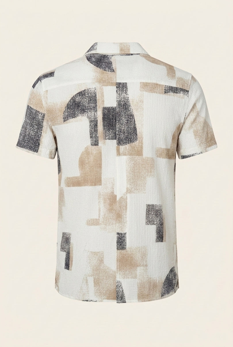 Geometric Short-Sleeve Shirt - Stone Black - Back