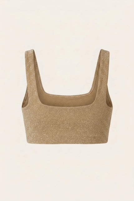 Glitter Cropped Top - Beige - Back