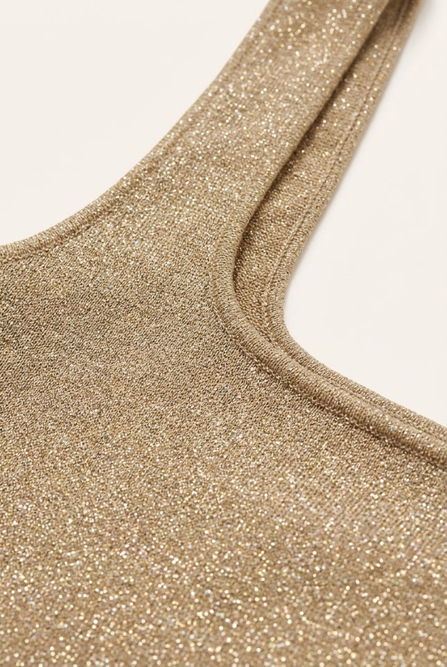 Glitter Cropped Top - Beige - Detail