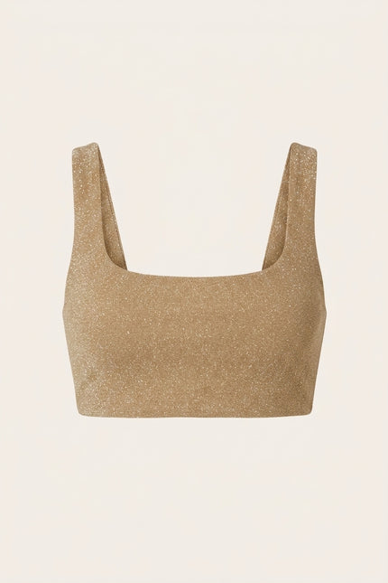 Glitter Cropped Top - Beige - Front