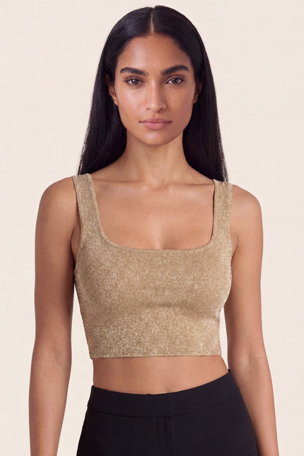 Glitter Cropped Tank Top - Beige - macro view