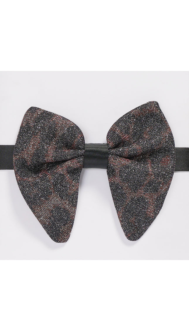 Glitter Embellished Pre-Tied Bow Tie - Black Pink - Ron Tomson