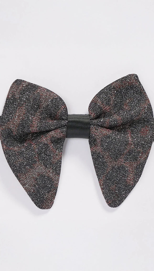 Glitter Embellished Pre - Tied Bow Tie - Black Pink - Ron Tomson