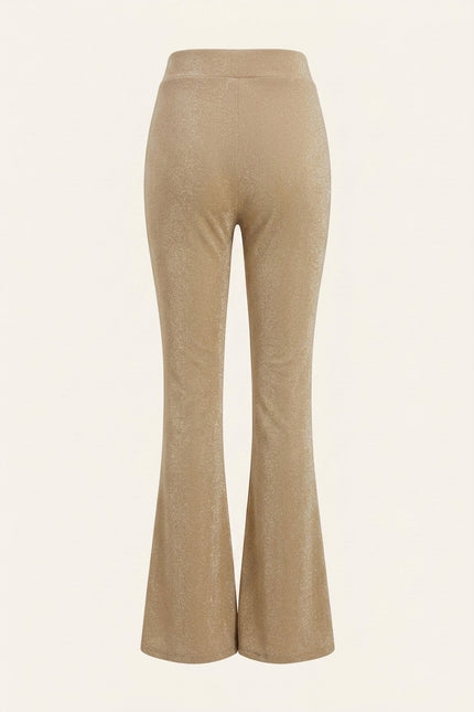Glitter Flared Pants - Beige - Back