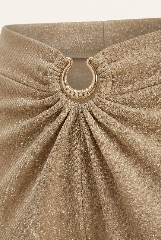 Glitter Flared Pants - Beige - Detail
