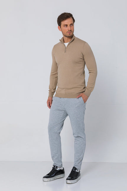 Half Zip Sweater - Beige - Ron Tomson