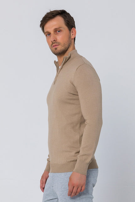 Half Zip Sweater - Beige - Ron Tomson