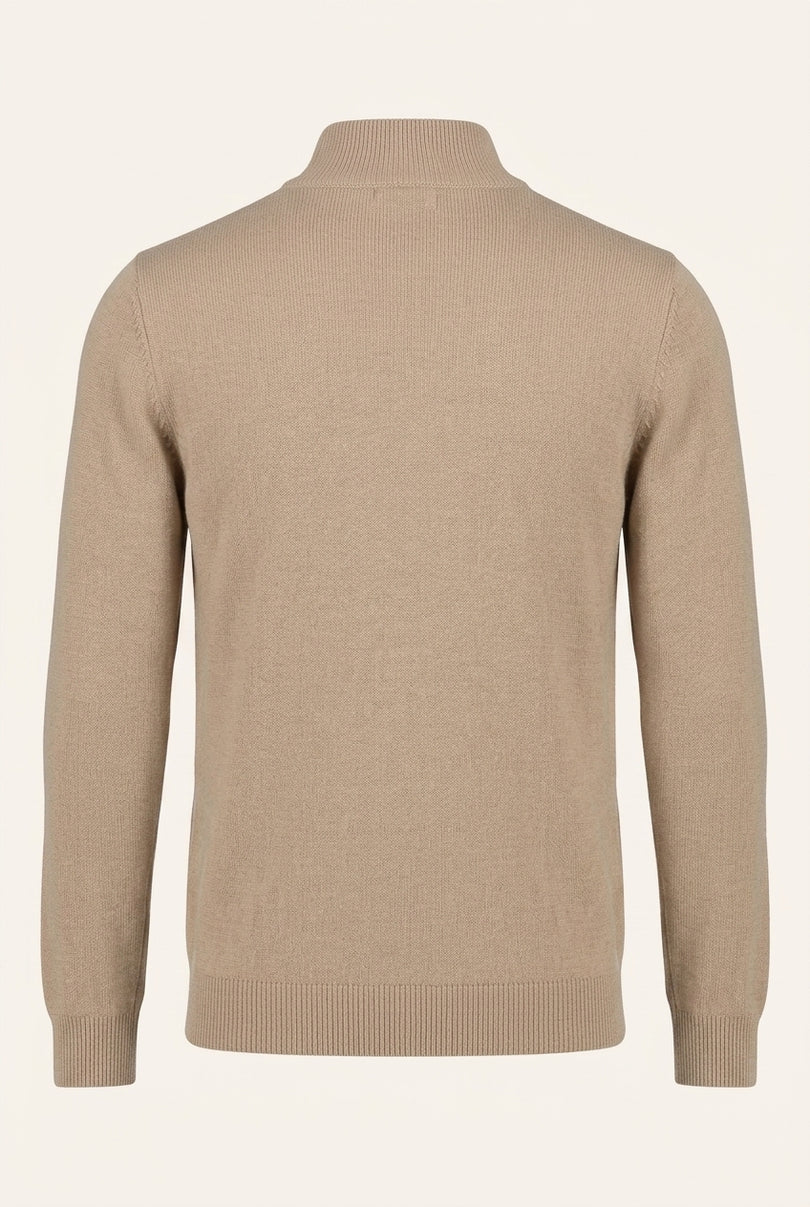 Half Zip Sweater - Beige - Back