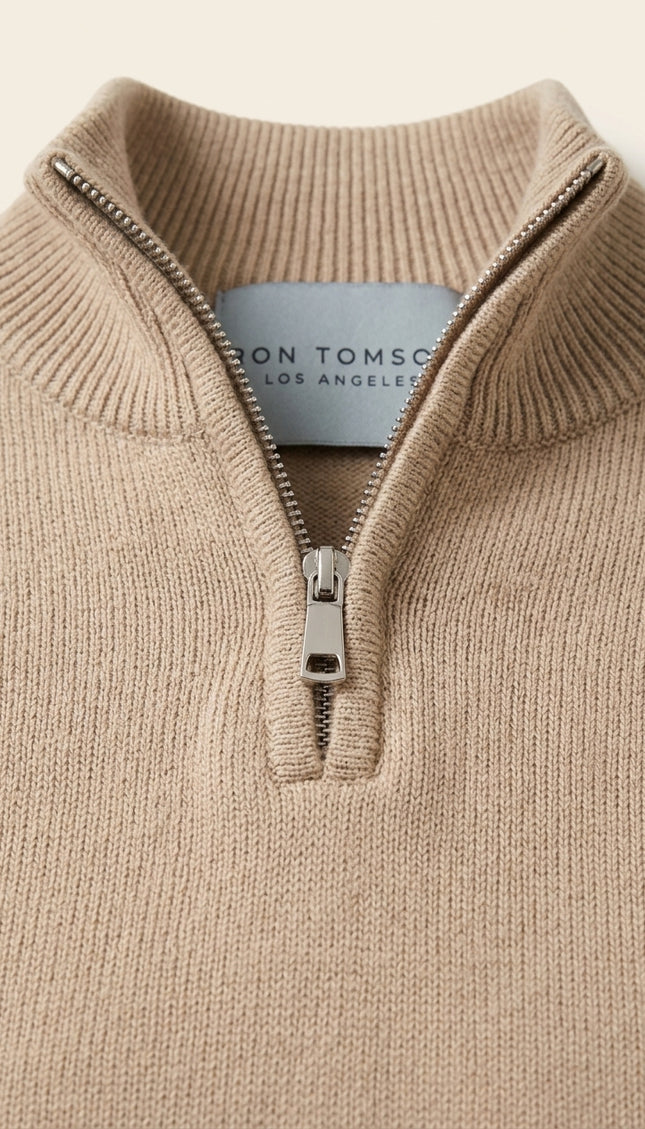 Half Zip Sweater - Beige - Detail