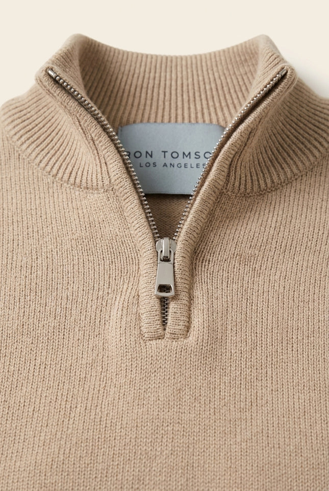 Half Zip Sweater - Beige - Detail