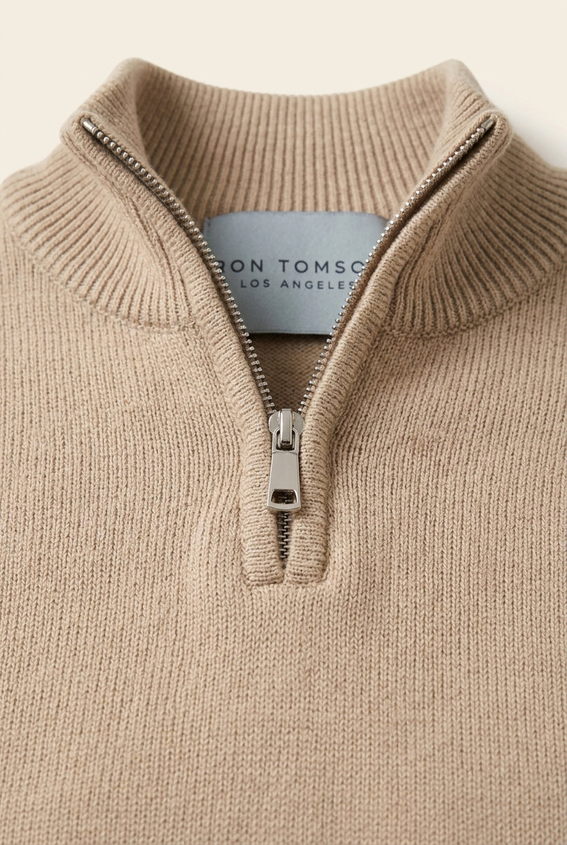 Half Zip Sweater - Beige - Detail