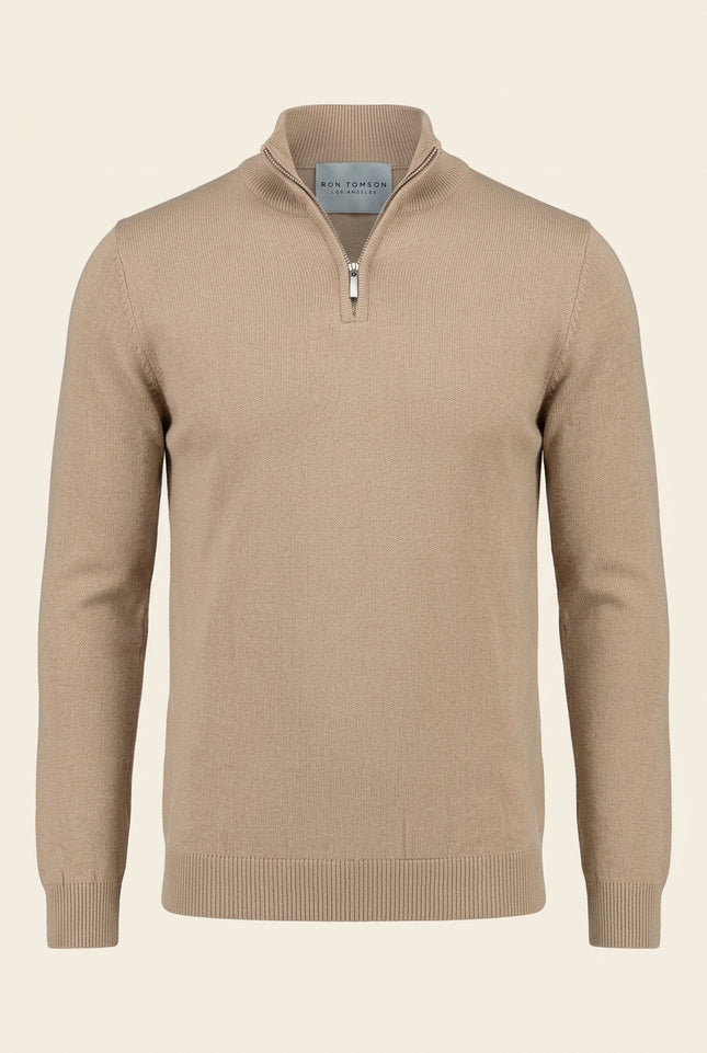 Half Zip Sweater - Beige - Front