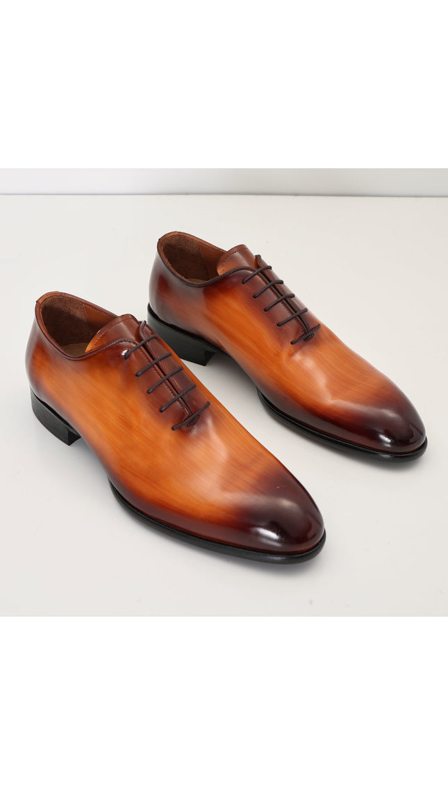 Hand Paint Patina Patent Leather Oxfords - Brown - Ron Tomson