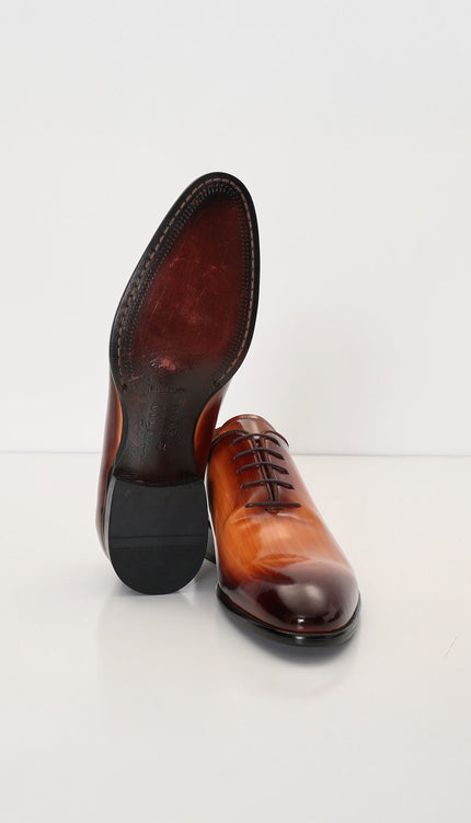 Hand Paint Patina Patent Leather Oxfords - Brown - Ron Tomson