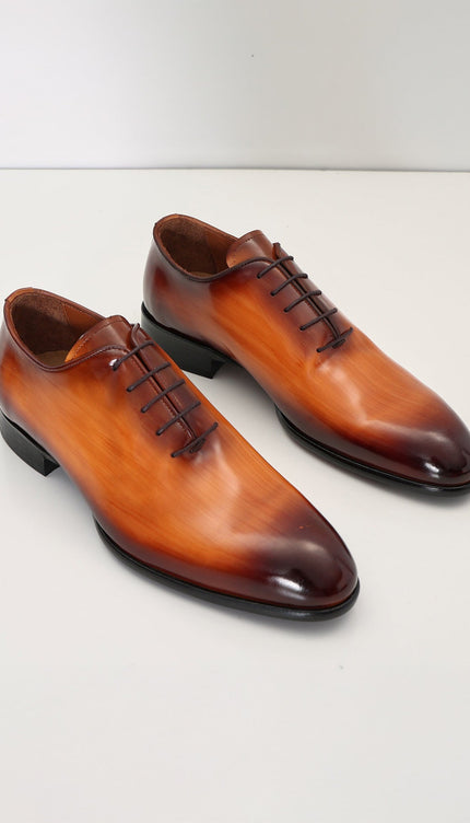 Hand Paint Patina Patent Leather Oxfords - Brown - Ron Tomson