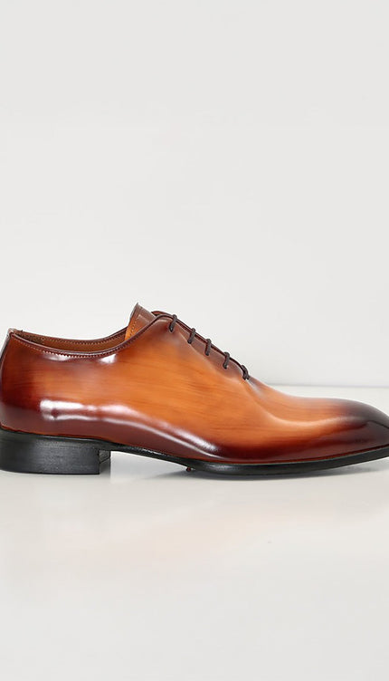 Hand Paint Patina Patent Leather Oxfords - Brown - Ron Tomson