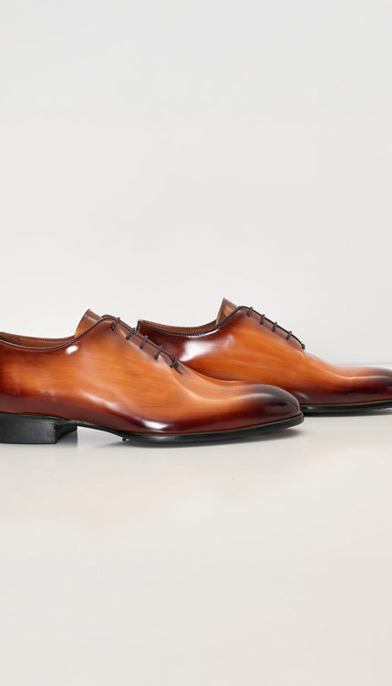 Hand Paint Patina Patent Leather Oxfords - Brown - Ron Tomson