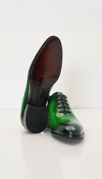 Hand Paint Patina Patent Leather Oxfords - Green - Ron Tomson