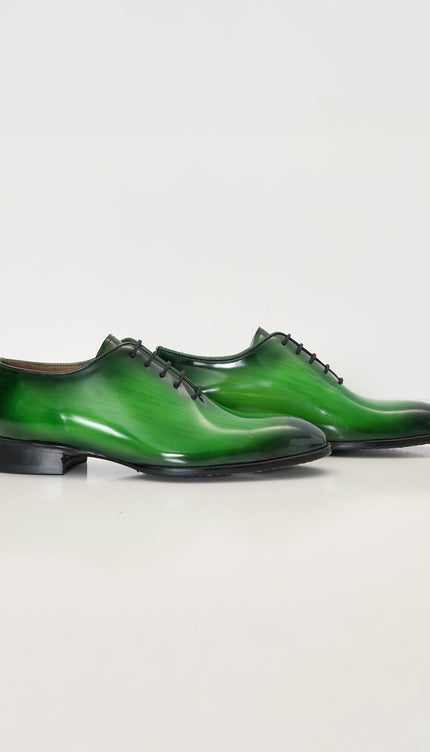 Hand Paint Patina Patent Leather Oxfords - Green - Ron Tomson