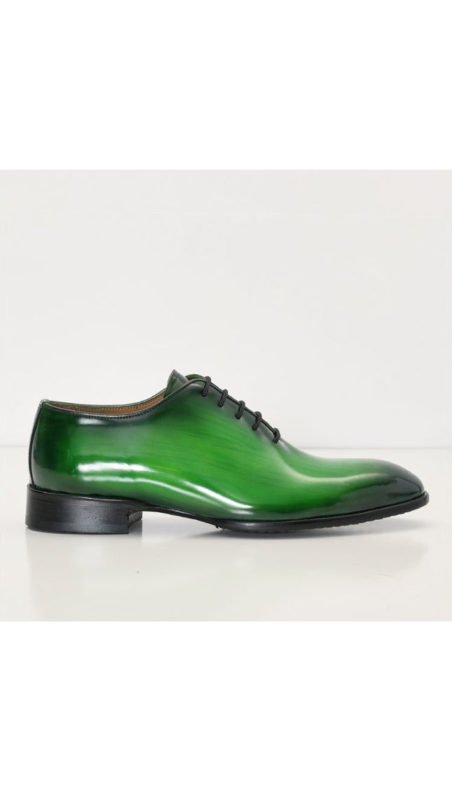 Hand Paint Patina Patent Leather Oxfords - Green - Ron Tomson