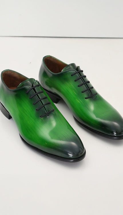 Hand Paint Patina Patent Leather Oxfords - Green - Ron Tomson