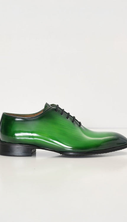 Hand Paint Patina Patent Leather Oxfords - Green - Ron Tomson