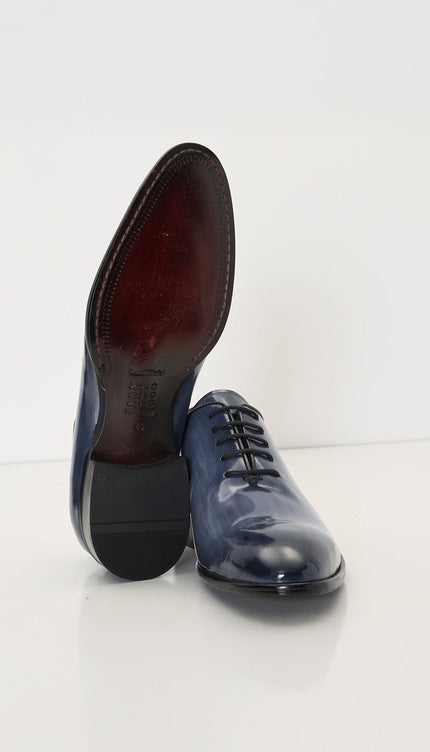 Hand Paint Patina Patent Leather Oxfords - Grey - Ron Tomson