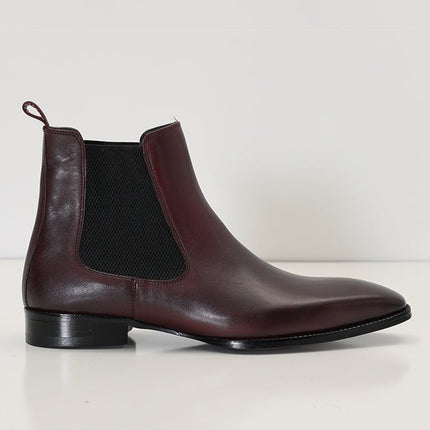 Handmade Leather Chelsea Boot - Burgundy - Ron Tomson