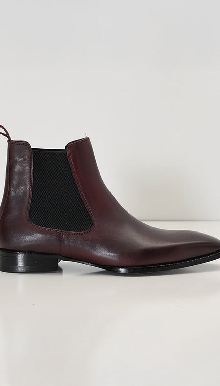 Handmade Leather Chelsea Boot - Burgundy - Ron Tomson