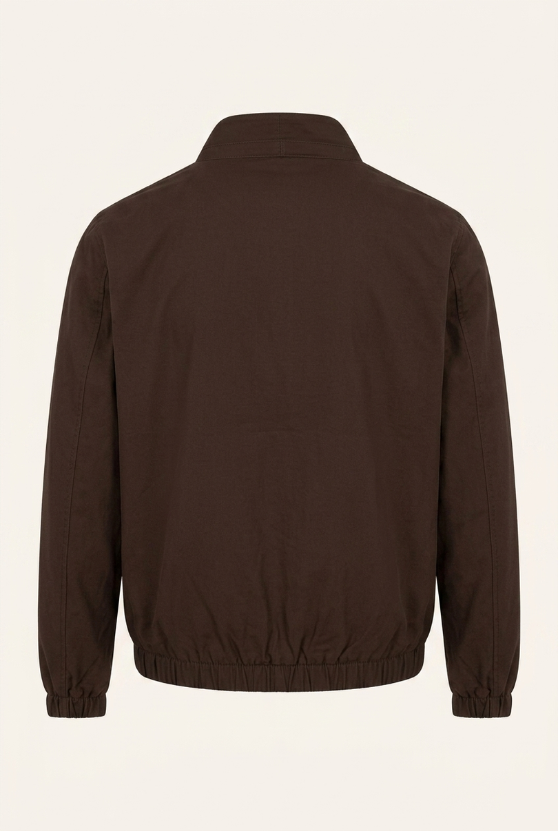 Harrington Bomber Jacket Dark Brown - Back
