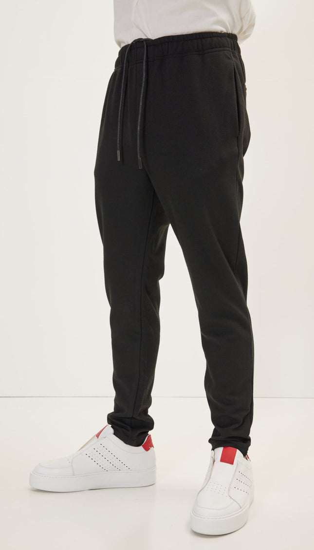 Hidden Drawstring Relaxed Pants - Black - Ron Tomson