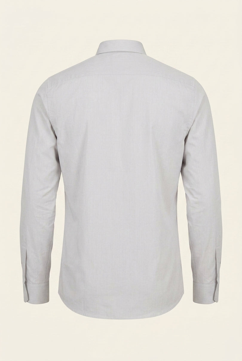 Hidden Placket Dress Shirt - Grey - Back