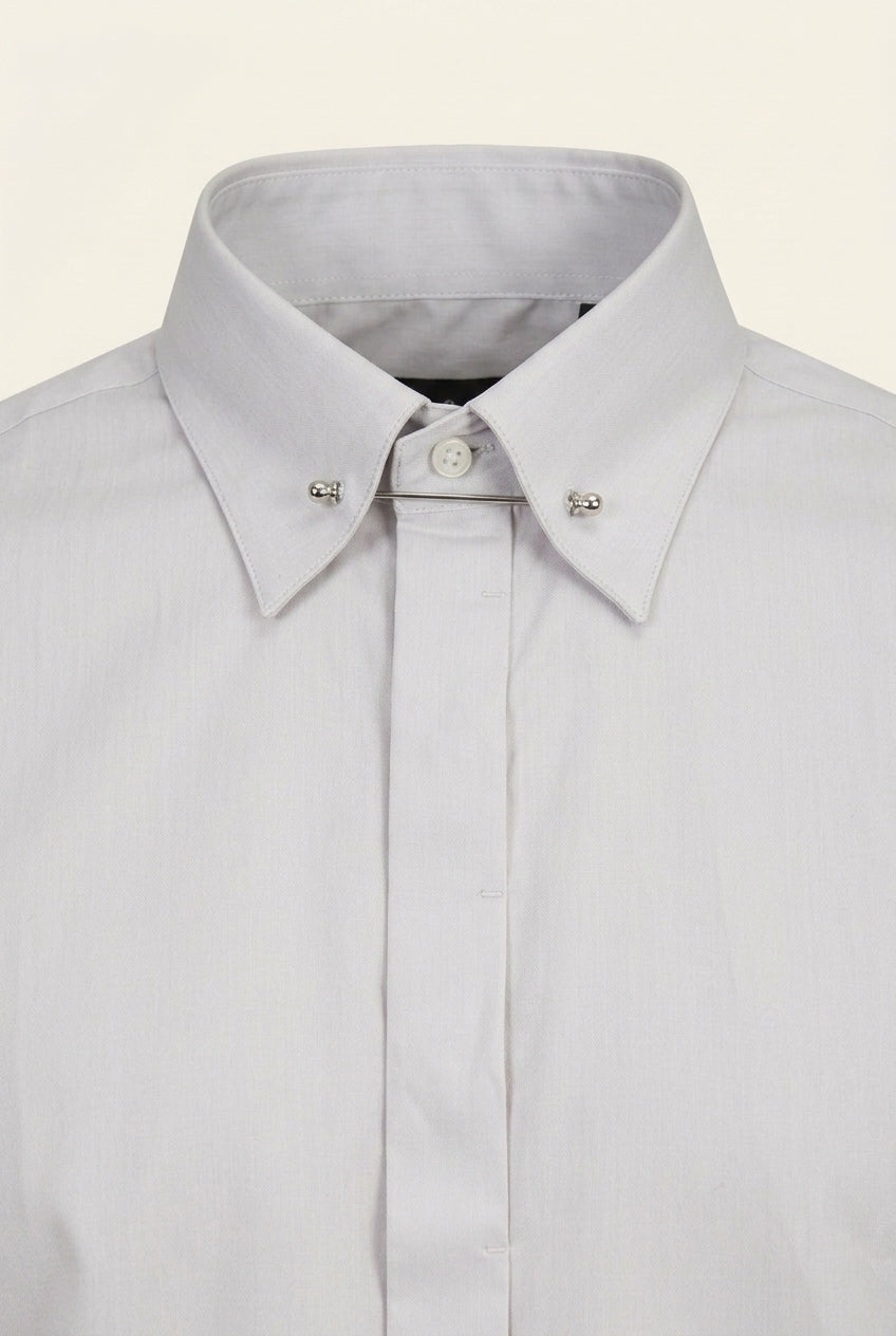 Hidden Placket Dress Shirt - Grey Hidden Placket Dress Shirt - Grey