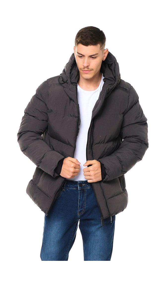 Hooded Padded Coat - Anthracite - Ron Tomson