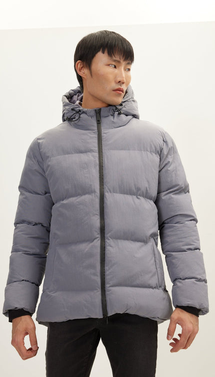 Hooded Padded Coat - Grey - Ron Tomson