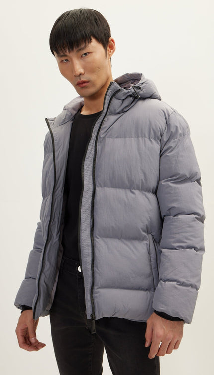 Hooded Padded Coat - Grey - Ron Tomson