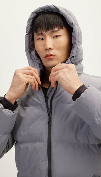 Hooded Padded Coat - Grey - Ron Tomson