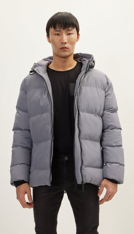 Hooded Padded Coat - Grey - Ron Tomson