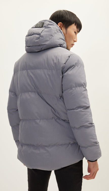 Hooded Padded Coat - Grey - Ron Tomson