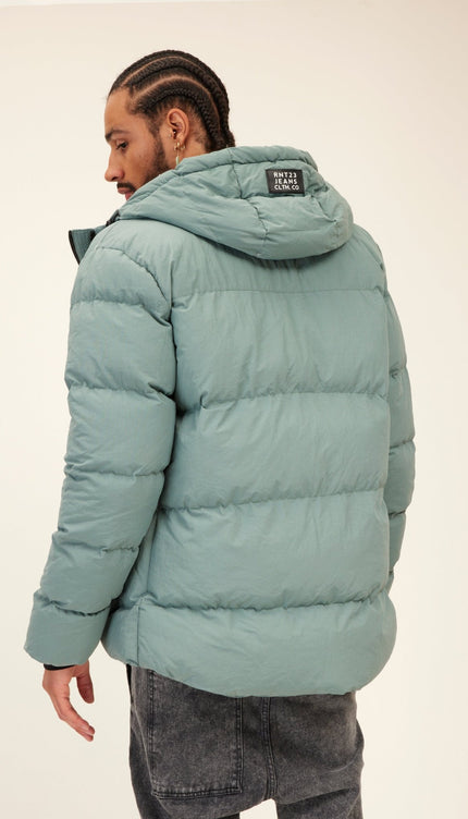 Hooded Padded Coat - Teal Green - Ron Tomson