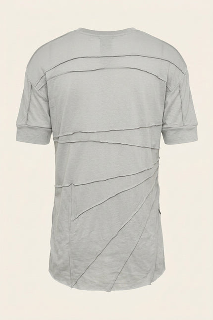 Horizontal Stitch Detail T-Shirt - Grey - Back